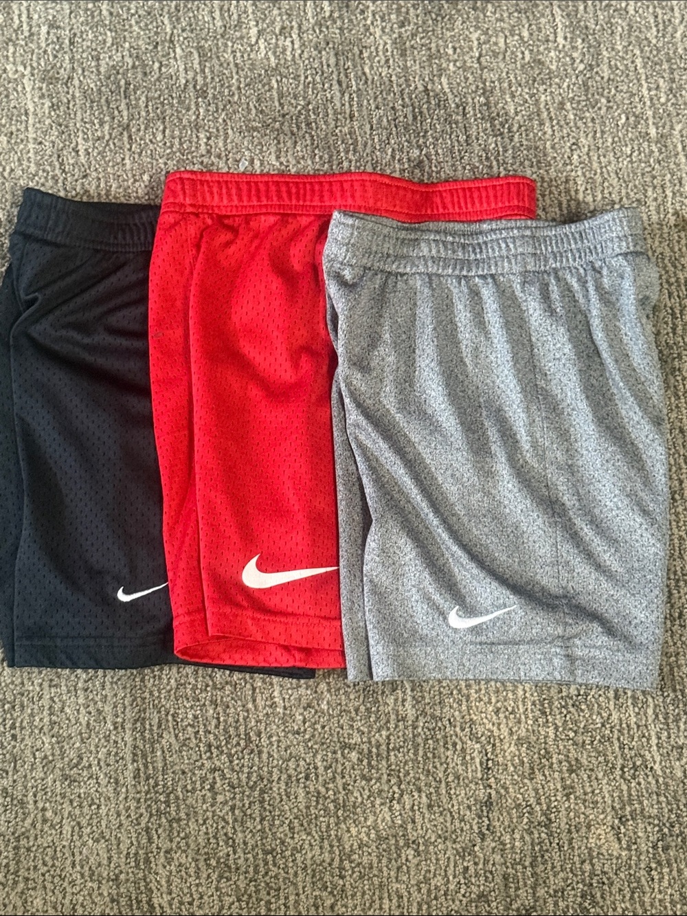 Nike Kids 3-Pack Athletic Shorts in Gray, Black & Red